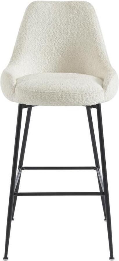 Pascal Morabito Set van 2 barkrukken van boucléstof en zwart metaal Wit TOBYA van L 52 cm x H 97 cm x D 58 cm