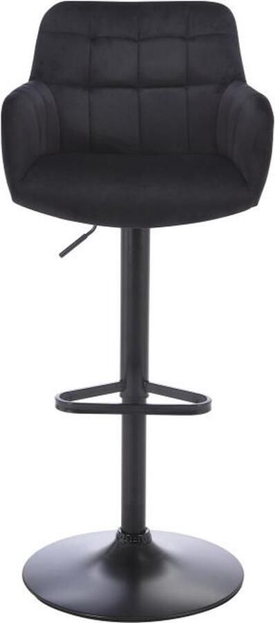 Pascal Morabito Set van 2 barkrukken van velours en metaal Afstelbare hoogte Zwart PEGA van L 50 cm x H 113 cm x D 49 cm