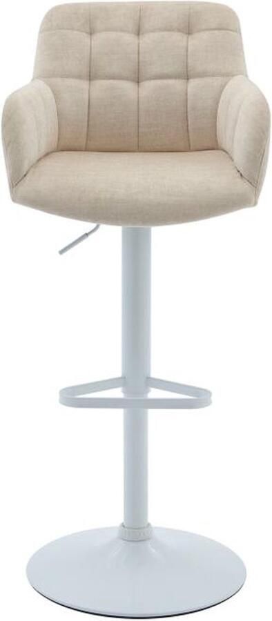 Pascal Morabito Set van 2 barkrukken van velours en wit metaal Afstelbare hoogte Crèmewit PEGA van L 50 cm x H 113 cm x D 49 cm