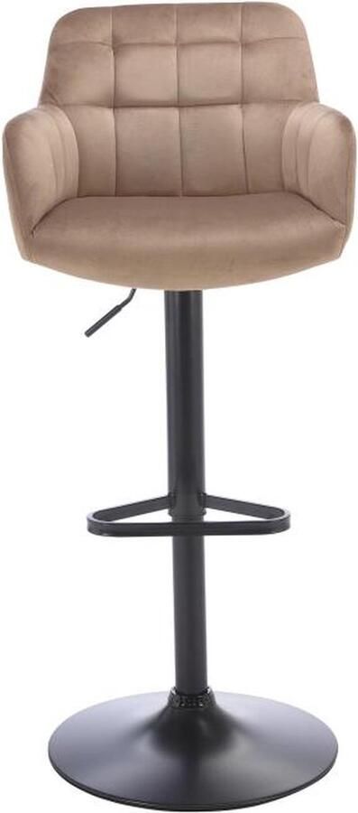 Pascal Morabito Set van 2 barkrukken van velours en zwart metaal Afstelbare hoogte Beige PEGA van L 50 cm x H 113 cm x D 49 cm - Foto 2