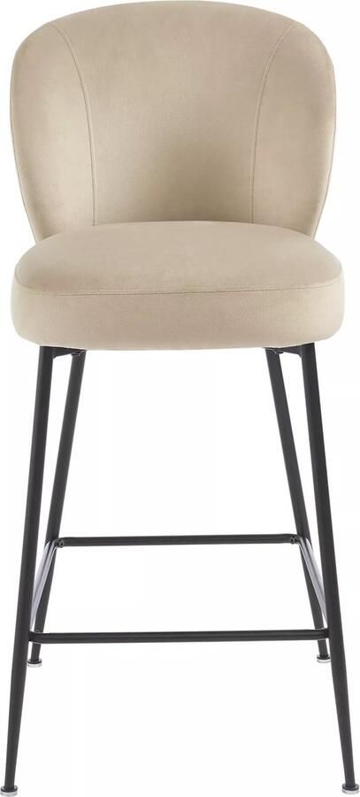 Pascal Morabito Set van 2 barkrukken van velours en zwart metaal Beige POLPONA L 44 cm x H 96.5 cm x D 56 cm - Foto 2