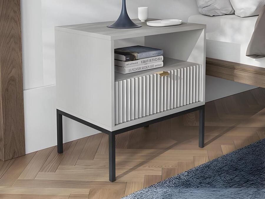 Pascal Morabito Set van 2 nachtkastjes met 1 lade en 1 vak Grijs LIOUBA van L 54 cm x H 56 cm x D 39 cm - Foto 2