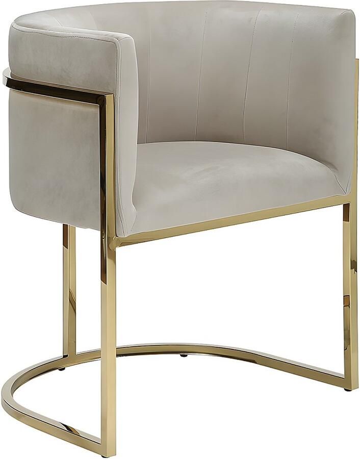 Pascal Morabito Set van 2 stoelen met armleuningen PERIA Fluweel en roestvrij staal Beige & goudkleurig van L 60 cm x H 76 cm x D 56.5 cm - Foto 2