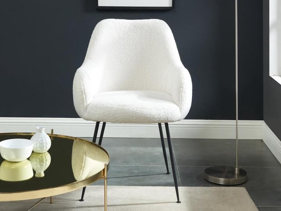 Pascal Morabito Set van 2 stoelen met armleuningen van boucléstof en metaal Wit TOYBA L 60 cm x H 81 cm x D 65.5 cm