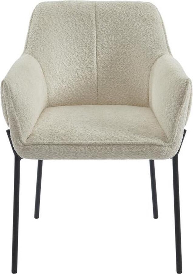 Pascal Morabito Set van 2 stoelen met armleuningen van boucléstof en zwart metaal Crèmewit AKETI L 62 cm x H 83 cm x D 65 cm - Foto 2