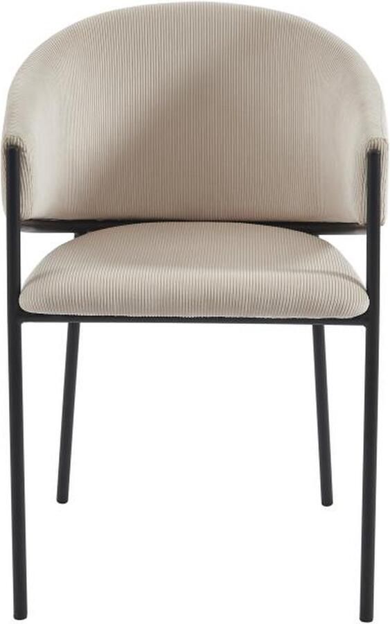 Pascal Morabito Set van 2 stoelen met armleuningen van ribfluweel en zwart metaal Crèmewit ORDIDA van L 53 cm x H 80 cm x D 61 cm - Foto 2