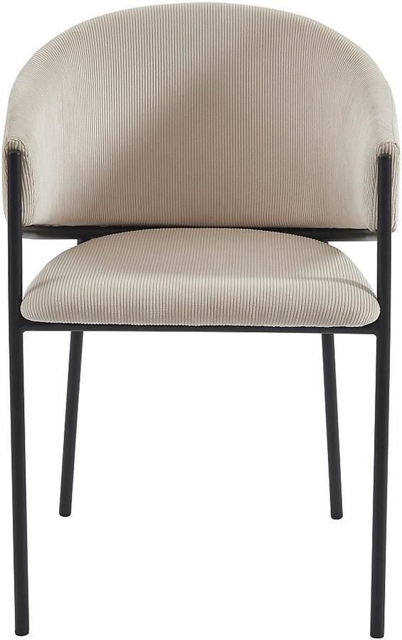 Pascal Morabito Set van 2 stoelen met armleuningen van ribfluweel en zwart metaal Crèmewit ORDIDA van L 53 cm x H 80 cm x D 61 cm - Foto 3