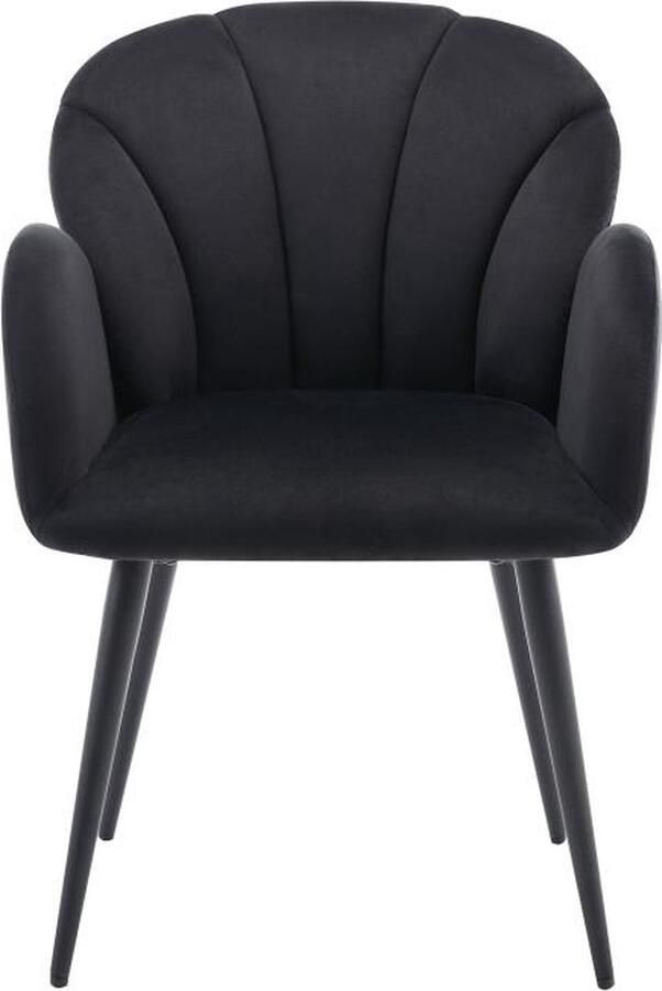 Pascal Morabito Set van 2 stoelen met armleuningen van velours en metaal Zwart LANSENA van L 56 cm x H 81 cm x D 65 cm