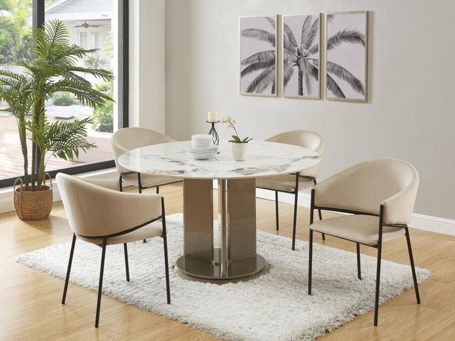 Pascal Morabito Set van 2 stoelen met armleuningen van velours en zwart metaal Beige ORDIDA van L 53 cm x H 80 cm x D 61 cm