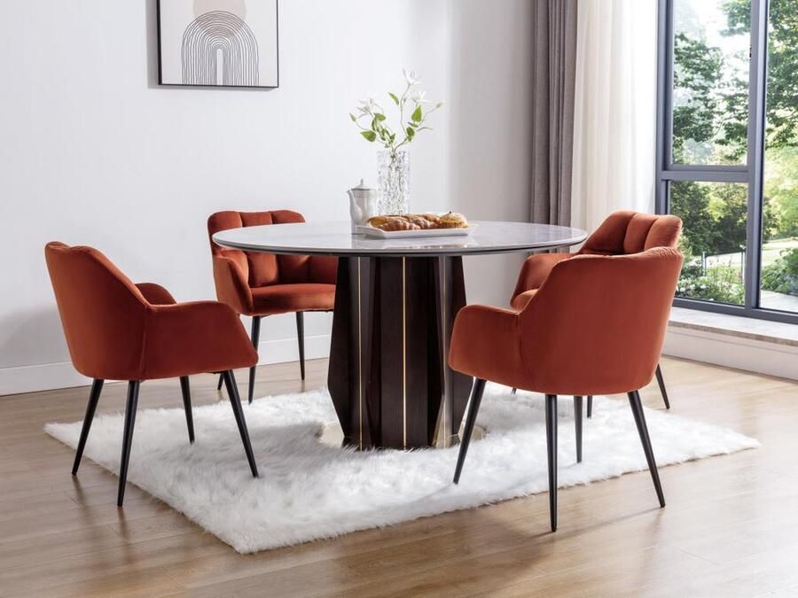 Pascal Morabito Set van 2 stoelen met armleuningen Velours en metaal Terracotta PEGA Van L 58.5 cm x H 78 cm x D 62 cm