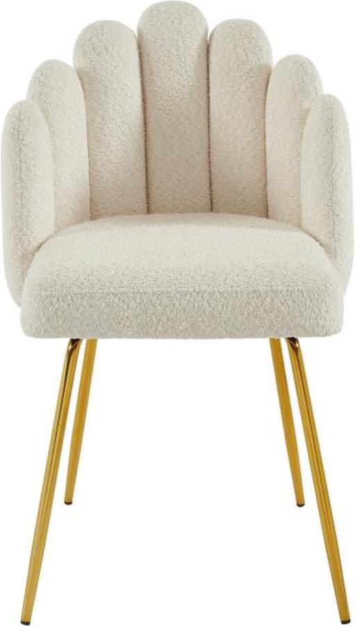 Pascal Morabito Set van 2 stoelen van boucléstof en goudkleurig metaal Crèmewit ALTINAM van L 55 cm x H 85 cm x D 57 cm - Foto 2