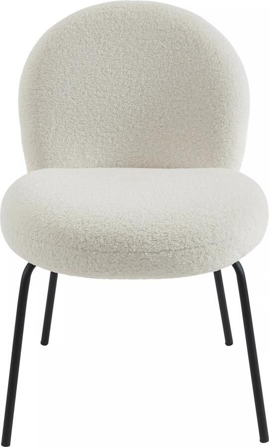 Pascal Morabito Set van 6 stoelen van boucléstof en zwart metaal Crèmewit CURLYN L 59 cm x H 85 cm x D 66 cm - Foto 2