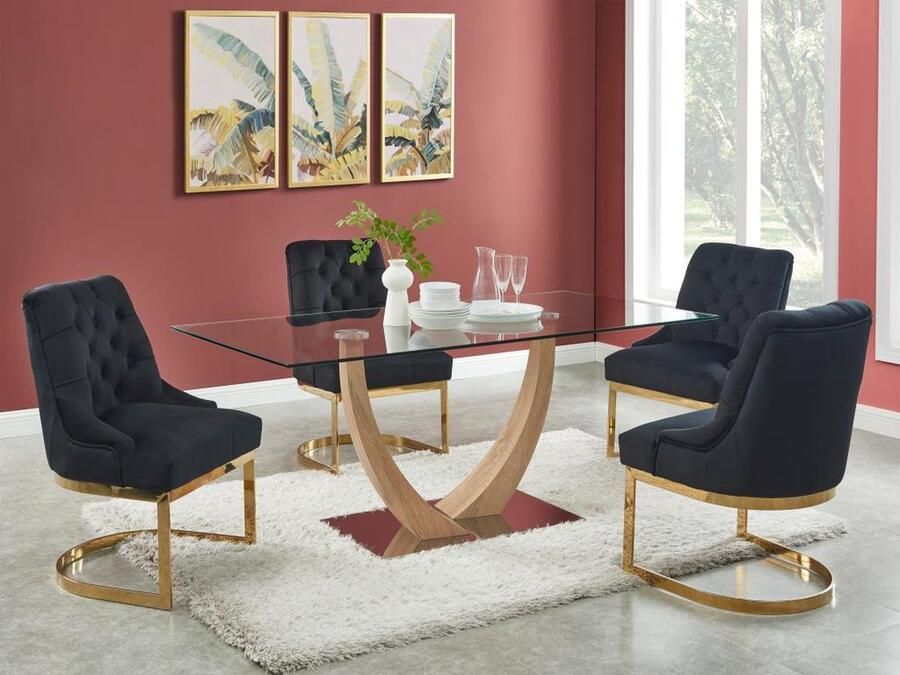 Pascal Morabito Set van 2 stoelen van velours en goudkleurig roestvrij staal Zwart PORILASO van L 59 cm x H 93 cm x D 68 cm