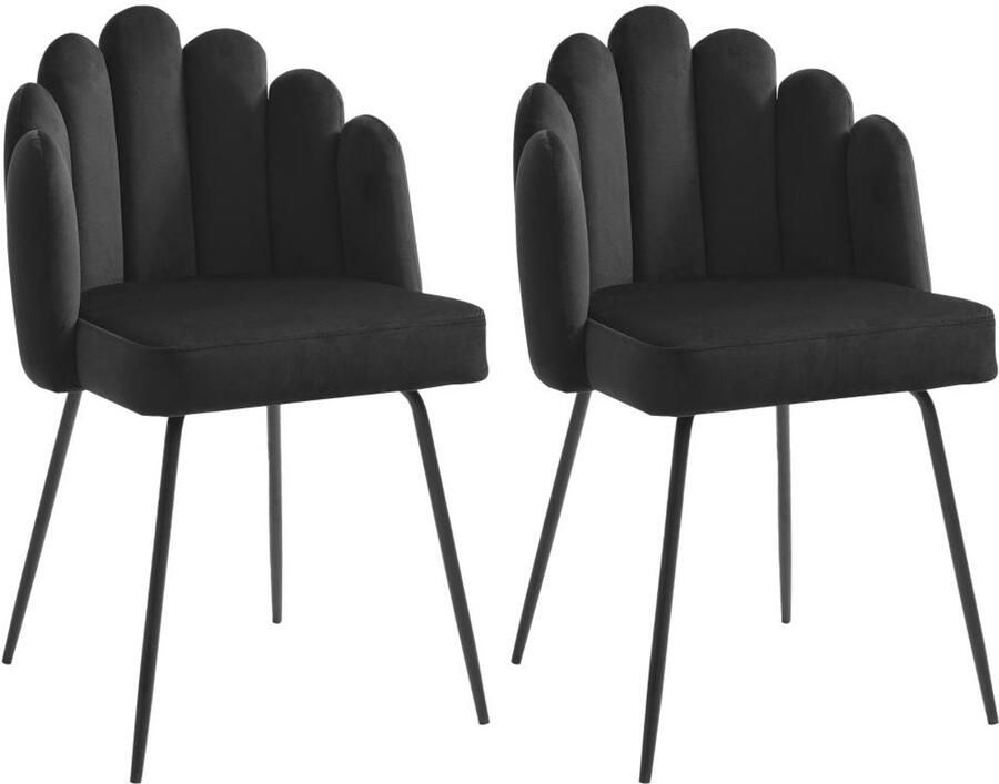 Pascal Morabito Set van 2 stoelen van velours en metaal Zwart ALTINAM van L 55 cm x H 85 cm x D 57 cm - Foto 2