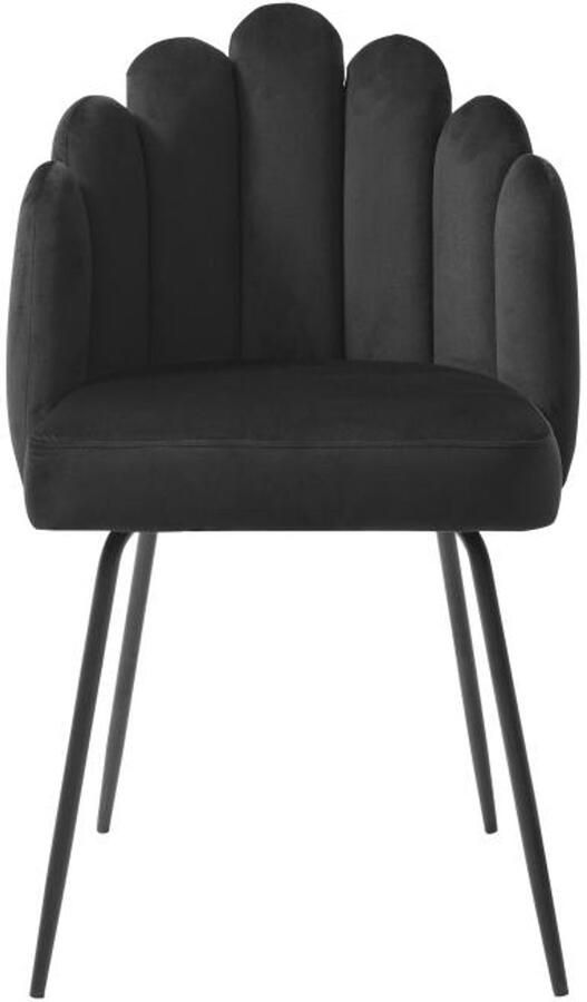 Pascal Morabito Set van 2 stoelen van velours en metaal Zwart ALTINAM van L 55 cm x H 85 cm x D 57 cm