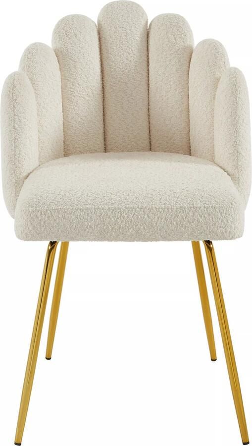 Pascal Morabito Set van 6 stoelen van boucléstof en goudkleurig metaal Crèmewit ALTINAM van L 55 cm x H 85 cm x D 57 cm - Foto 2