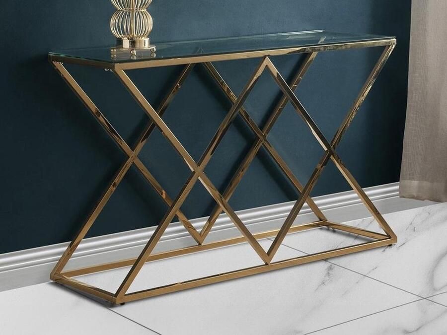 Pascal Morabito Sidetable CHARLOTTE Gehard glas en staal Goudkleurig van L 120 cm x H 78 cm x D 40 cm - Foto 2