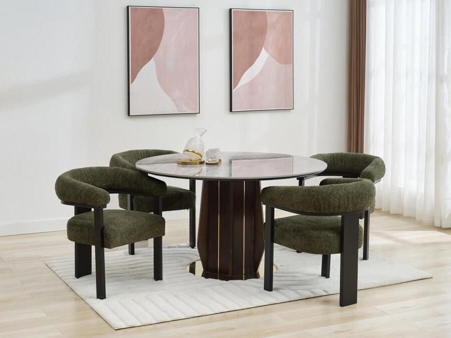 Pascal Morabito Set van 2 stoelen met armleuningen van boucléstof en heveahout Kaki en zwart LIVELIA van L 64 cm x H 78 cm x D 60 cm - Foto 2