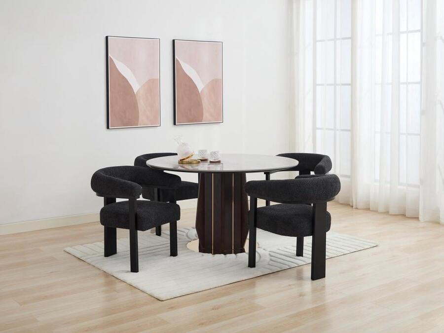 Pascal Morabito Set van 2 stoelen met armleuningen van boucléstof en heveahout Zwart LIVELIA van L 64 cm x H 78 cm x D 60 cm - Foto 2