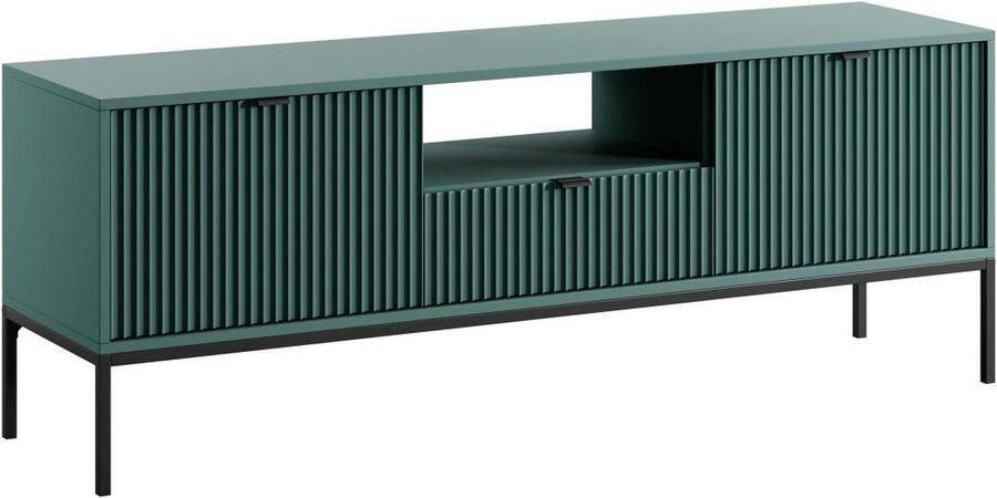 Pascal Morabito Tv-meubel met 2 deuren 1 lade en 1 nis Groen LIOUBA van L 154 cm x H 56 cm x D 39 cm
