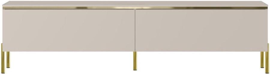 Pascal Morabito Tv-meubel met 2 deurtjes Beige en goudkleurig VUKIA van L 180 cm x H 46.8 cm x D 39.6 cm