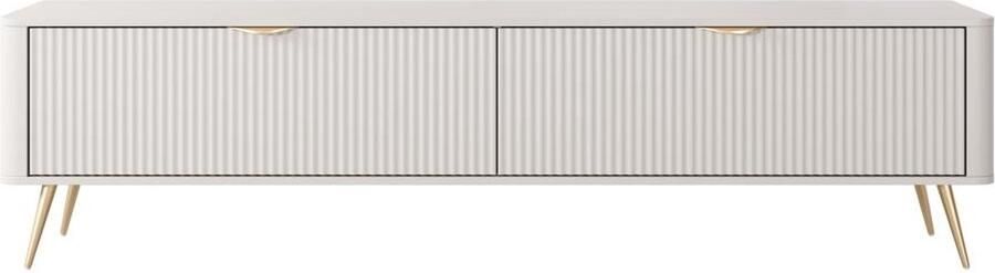 Pascal Morabito Tv-meubel met 2 deurtjes van mdf Beige en goudkleurig ELONARIA van L 200 cm x H 51.2 cm x D 38 cm