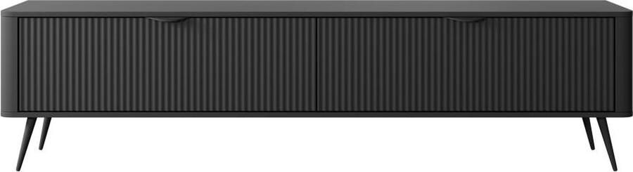 Pascal Morabito Tv-meubel met 2 deurtjes van mdf Zwart ELONARIA van L 200 cm x H 51.2 cm x D 38 cm