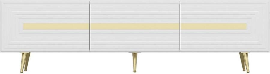 Pascal Morabito Tv-meubel met 3 deurtjes Wit en goudkleurig MOLYA van L 180 cm x H 50 cm x D 42 cm