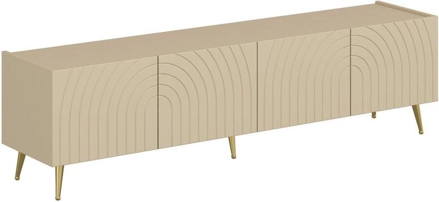 Pascal Morabito Tv-meubel met 4 deurtjes Beige NORSIM van L 180 cm x H 50 cm x D 38 cm