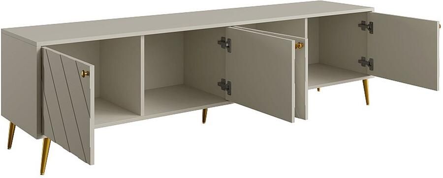 Pascal Morabito Tv-meubel met 4 deurtjes Beige TEODA van L 180 cm x H 50 cm x D 40 cm