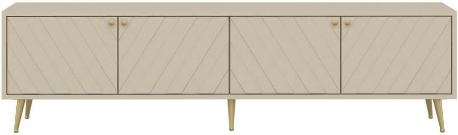 Pascal Morabito Tv-meubel met 4 deurtjes Beige TEODA van L 180 cm x H 50 cm x D 40 cm - Foto 3