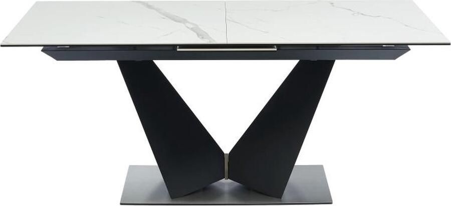 Pascal Morabito Verlengbare eettafel 6 tot 8 plaatsen van keramiek en metaal Wit en zwart marmerect OLETIA van L 220 cm x H 76 cm x D 90 cm - Foto 3