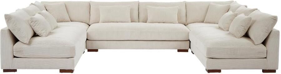 Pascal Morabito XXL-hoekbank met hoek links van beige ribfluweel SPERONE L 375 cm x H 85 cm x D 274 cm