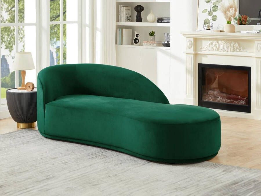 Pascal Morabito Rechtse chaise longue met bekleding in groen fluweel – LONIGO van L 220 cm x H 76 cm x D 91 cm