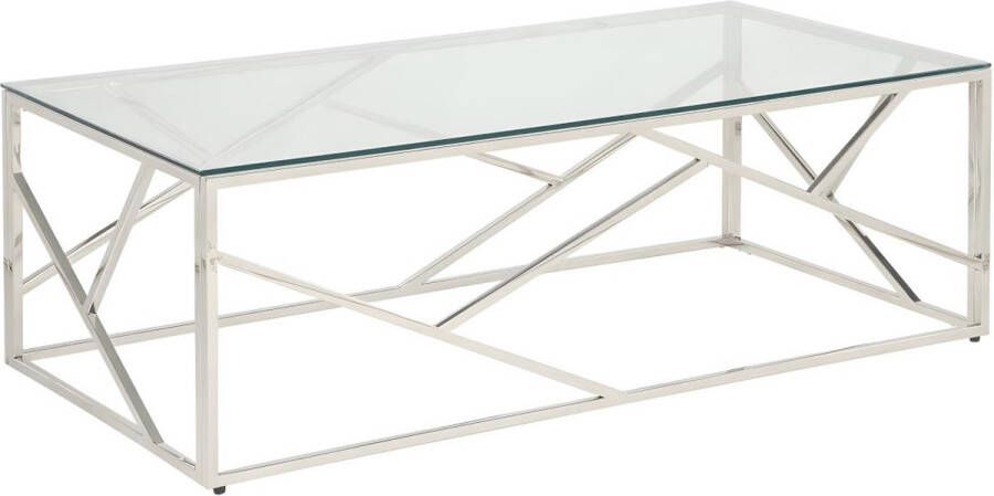 Pascal Morabito Salontafel ATHENA Gehard glas en staal Chroomkleurig van L 120 cm x H 40 cm x D 60 cm