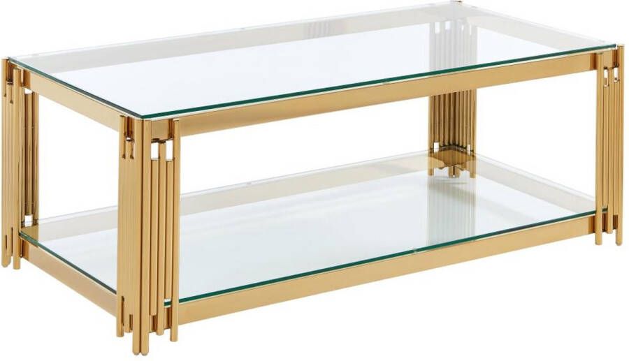 Pascal Morabito Salontafel van gehard glas en roestvrij staal Goudkleurig NOMELANO van L 123.5 cm x H 45.5 cm x D 63.5 cm