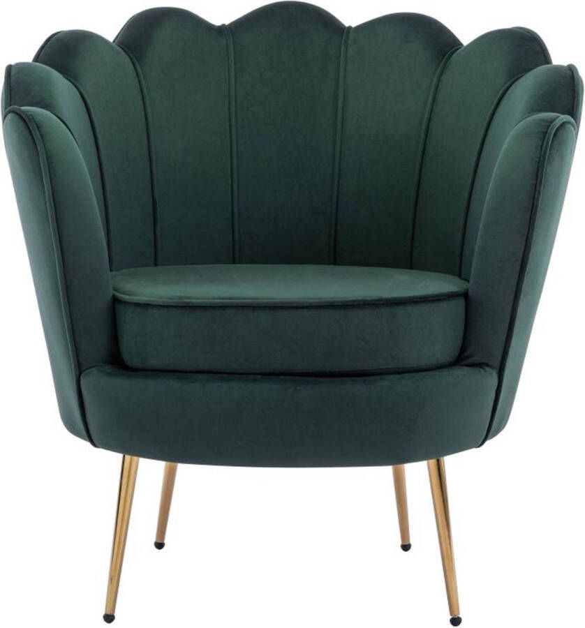 Pascal Morabito Schelpvormige fauteuil van spargroen velours DANDELION van L 78 cm x H 76.5 cm x D 75 cm