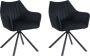 Pascal Morabito Set van 2 stoelen met fluweel en metalen armleuningen Zwart IZIALI van L 60 cm x H 83.5 cm x D 60 cm - Thumbnail 1