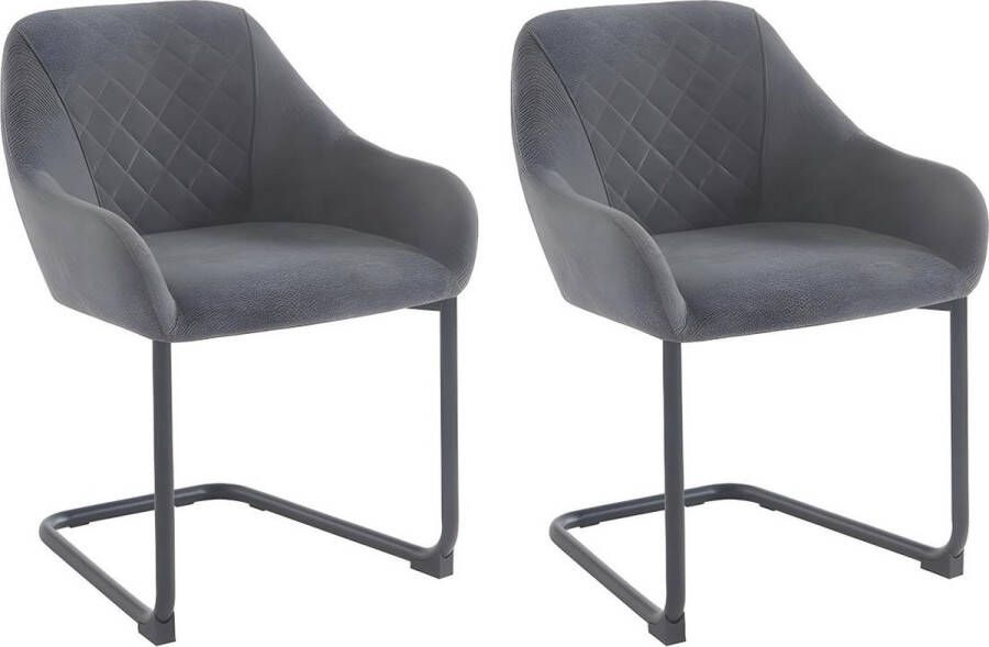 Pascal Morabito Set van 2 stoelen met stoffen en metalen armleuningen Grijs WAFA van L 59 cm x H 79 cm x D 60 cm