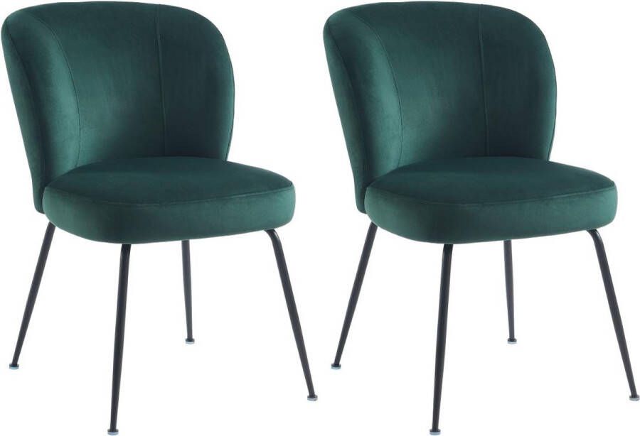 Pascal Morabito Set van 2 stoelen van fluweel en metaal Groen POLPONA van L 52 cm x H 79 cm x D 67.5 cm