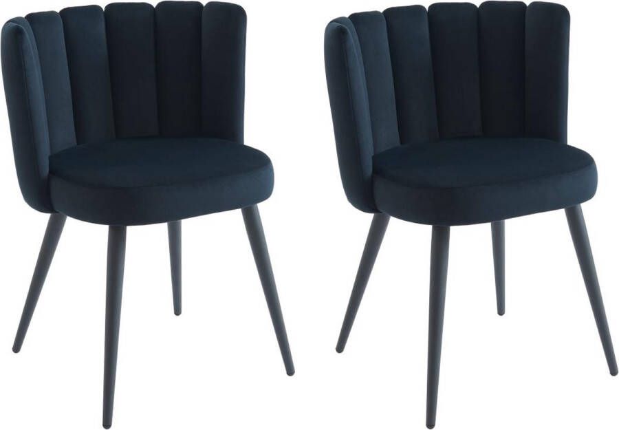 Pascal Morabito Set van 2 stoelen van velours en metaal Zwart PRANILLA van L 59 cm x H 78.5 cm x D 55 cm - Foto 3