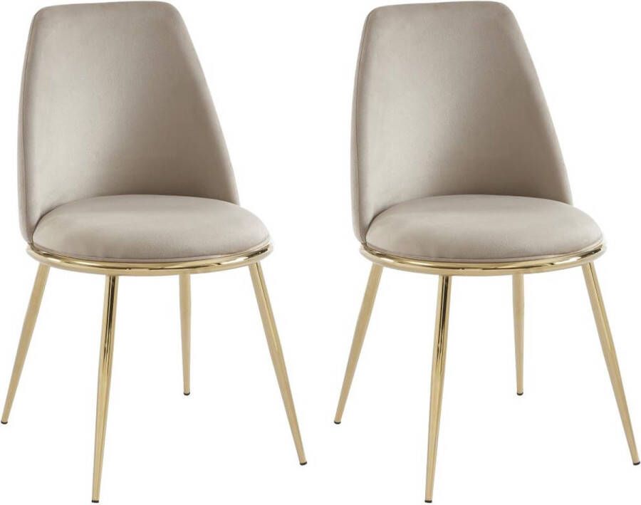 Pascal Morabito Set van 2 stoelen van velours met gouden metalen frame Beige NEBINA van L 48 cm x H 83 cm x D 54 cm - Foto 3
