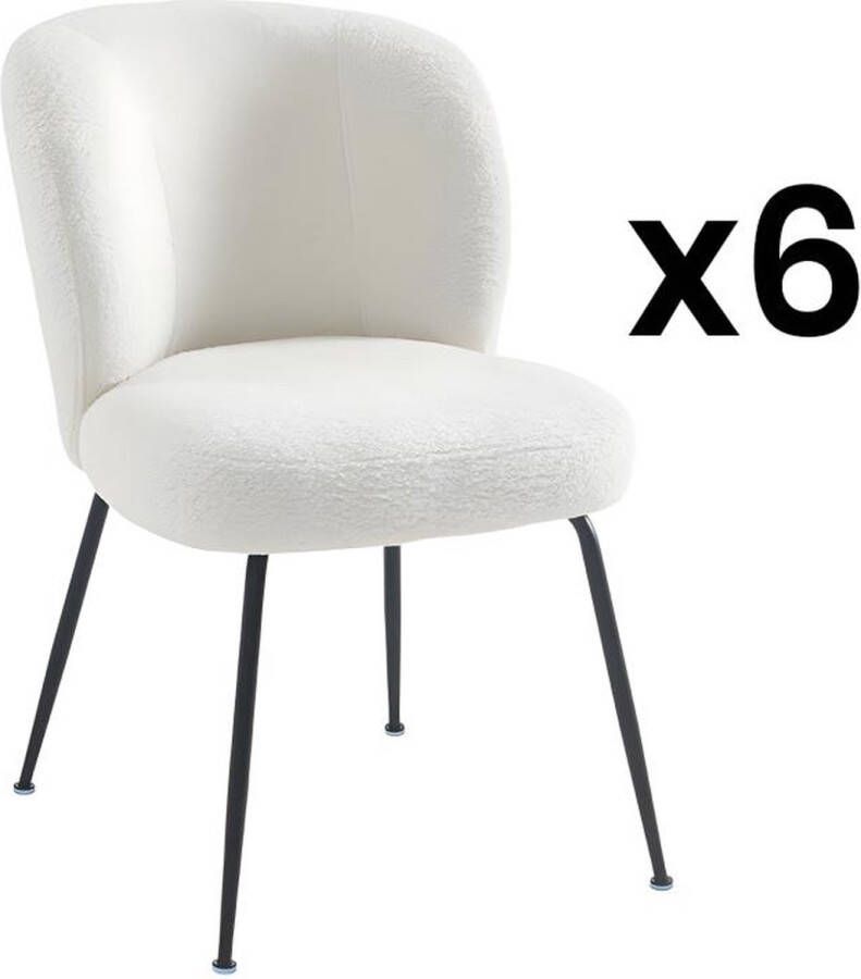 Vente-unique Set van 6 stoelen in ribfluweel en metaal Wit POLPONA van Pascal MORABITO L 52 cm x H 79 cm x D 67.5 cm - Foto 3