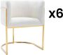 Pascal Morabito Set van 6 stoelen met armleuningen Boucléstof en roestvrij staal Wit en goudkleurig PERIA van L 60 cm x H 76 cm x D 56.5 cm - Thumbnail 2