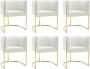 Pascal Morabito Set van 6 stoelen met armleuningen Boucléstof en roestvrij staal Wit en goudkleurig PERIA van L 60 cm x H 76 cm x D 56.5 cm - Thumbnail 1