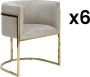 Pascal Morabito Set van 6 stoelen met armleuningen Velours en roestvrij staal Beige en goudkleurig PERIA van L 60 cm x H 76 cm x D 56.5 cm - Thumbnail 2