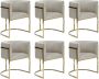 Pascal Morabito Set van 6 stoelen met armleuningen Velours en roestvrij staal Beige en goudkleurig PERIA van L 60 cm x H 76 cm x D 56.5 cm - Thumbnail 1