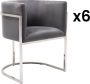 Pascal Morabito Set van 6 stoelen met armleuningen Velours en roestvrij staal Grijs en verchroomd PERIA van L 60 cm x H 76 cm x D 56.5 cm - Thumbnail 2