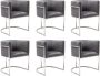 Pascal Morabito Set van 6 stoelen met armleuningen Velours en roestvrij staal Grijs en verchroomd PERIA van L 60 cm x H 76 cm x D 56.5 cm - Thumbnail 1