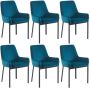 Pascal Morabito Set van 6 stoelen met fluweel en metalen armleuningen Blauw CAROLONA van L 57 cm x H 85 cm x D 60.5 cm - Thumbnail 2